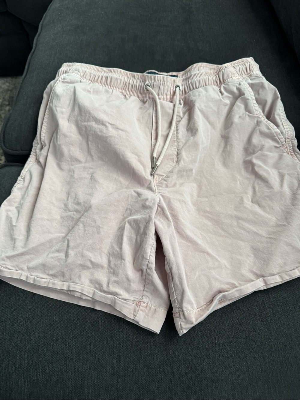 Light Pink Drawstring Cotton Shorts